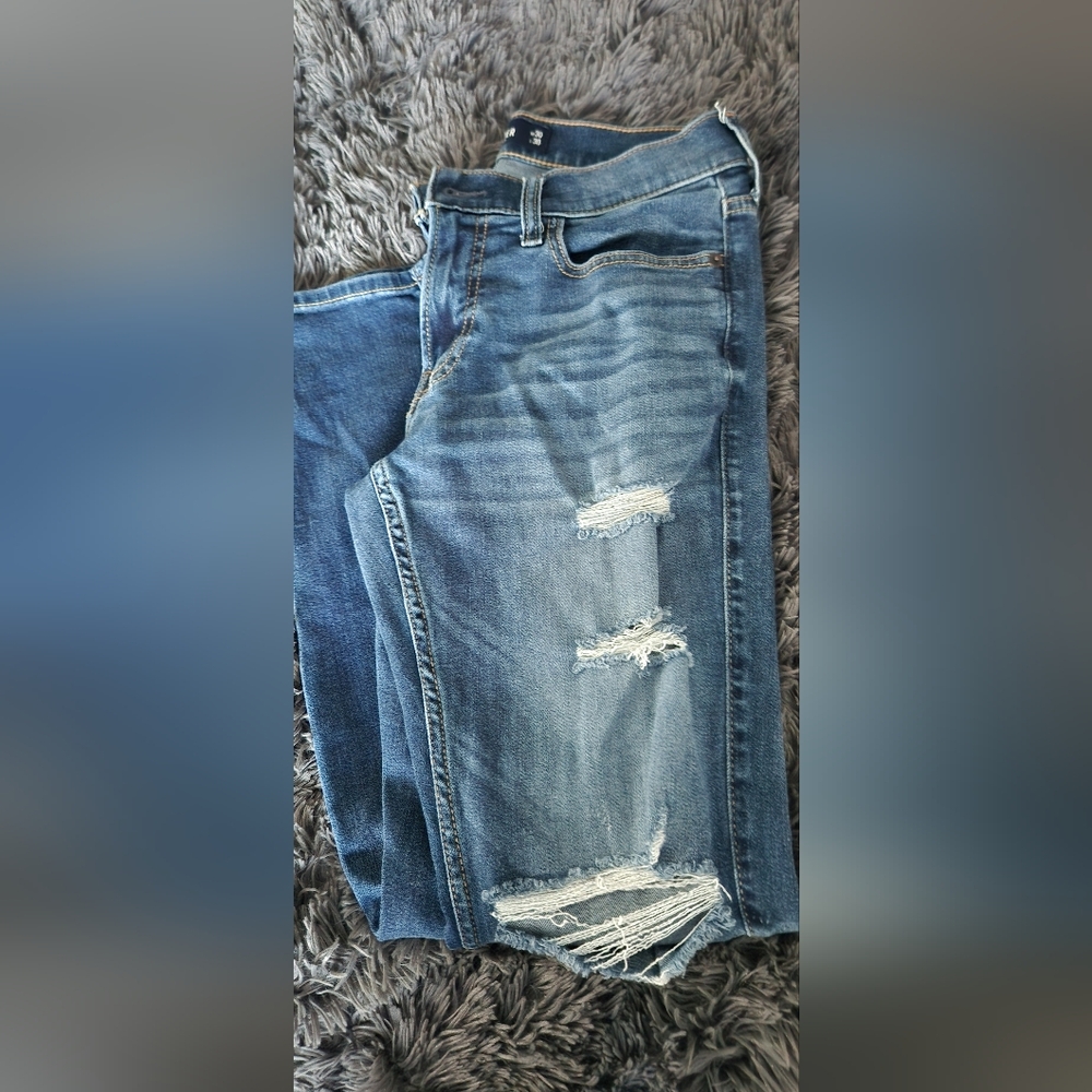 American Eagle Outfitters Dark Blue Distressed Skinny Jeans